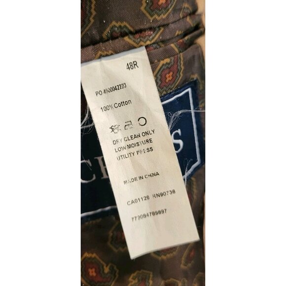 Mens Chaps Beige Corduroy Elbow Patch 2 Button Sportcoat Blazer Sz 48r - Picture 8 of 9